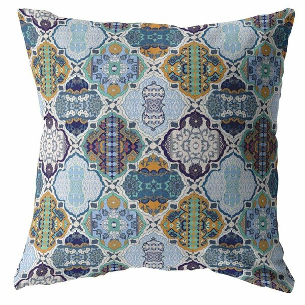 Palacedesigns 26 in. Trellis Indoor & Outdoor Zippered Throw Pillow Orange & Blue PA3675556